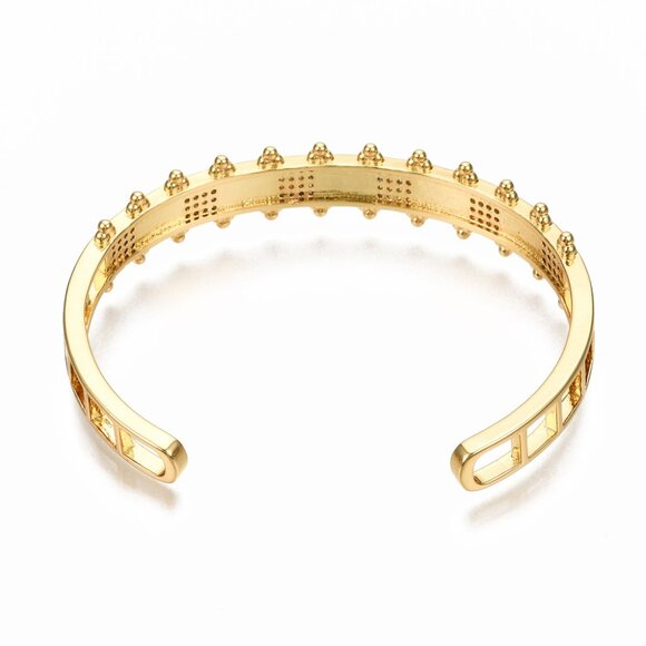 NWOT Enamel and Micro Pave Open Cuff Bangle Bracelet Real Gold Plating 2/$20 - Picture 2 of 3